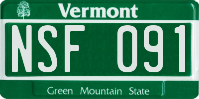 VT license plate NSF091