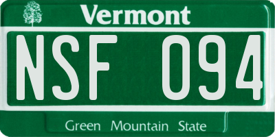 VT license plate NSF094