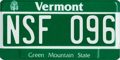 VT license plate NSF096