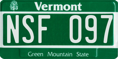 VT license plate NSF097