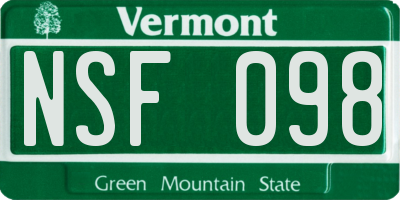 VT license plate NSF098