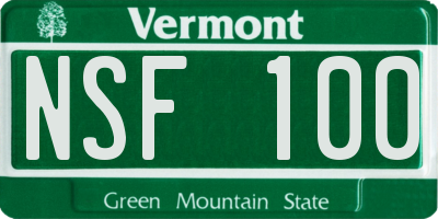 VT license plate NSF100