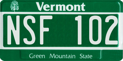 VT license plate NSF102