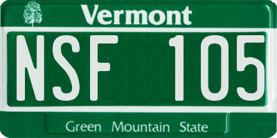 VT license plate NSF105