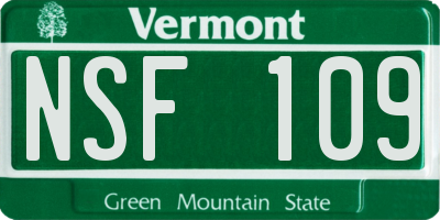 VT license plate NSF109