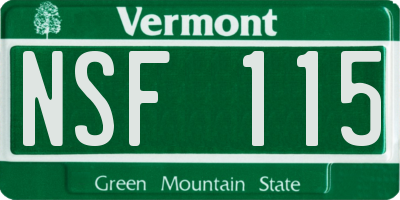 VT license plate NSF115