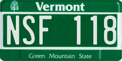 VT license plate NSF118