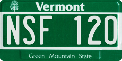 VT license plate NSF120