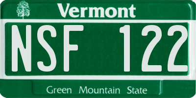 VT license plate NSF122