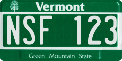VT license plate NSF123