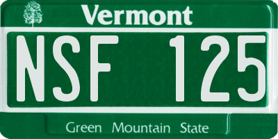 VT license plate NSF125