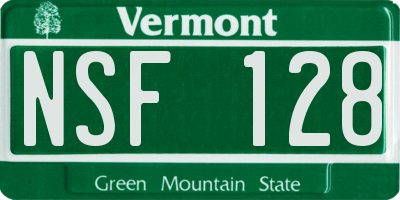 VT license plate NSF128