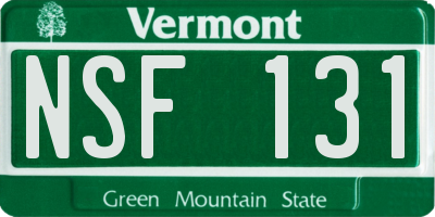 VT license plate NSF131