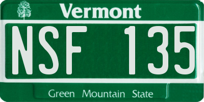 VT license plate NSF135