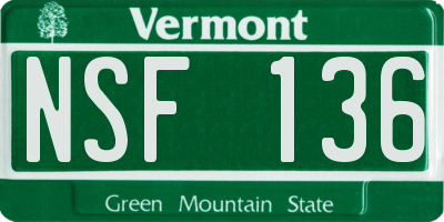 VT license plate NSF136