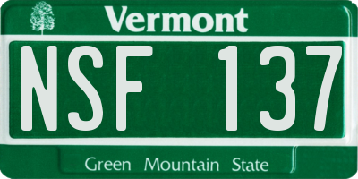 VT license plate NSF137