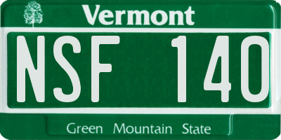 VT license plate NSF140