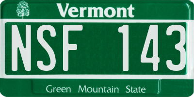 VT license plate NSF143