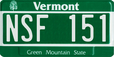VT license plate NSF151