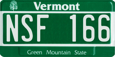 VT license plate NSF166