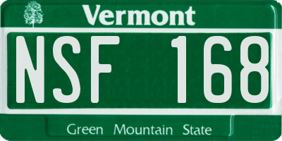 VT license plate NSF168