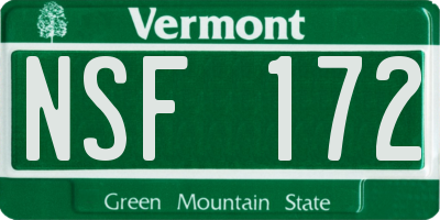 VT license plate NSF172