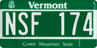 VT license plate NSF174