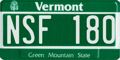 VT license plate NSF180