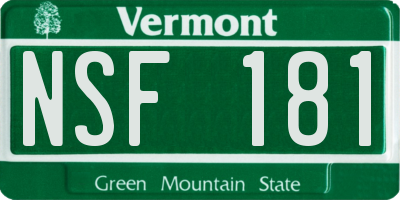 VT license plate NSF181