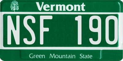 VT license plate NSF190