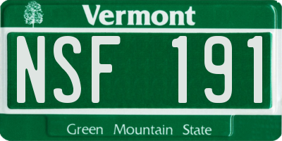 VT license plate NSF191