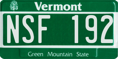VT license plate NSF192