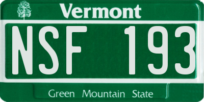 VT license plate NSF193