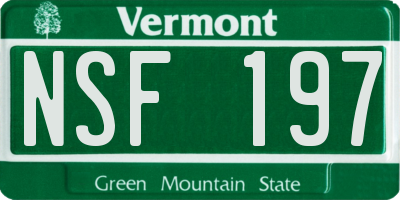 VT license plate NSF197