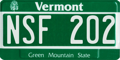 VT license plate NSF202