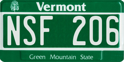 VT license plate NSF206