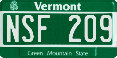 VT license plate NSF209