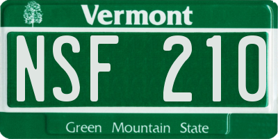 VT license plate NSF210