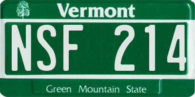 VT license plate NSF214