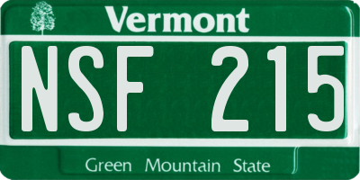 VT license plate NSF215