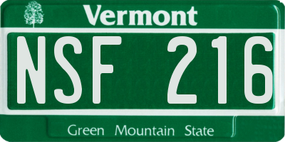 VT license plate NSF216