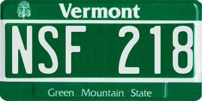 VT license plate NSF218