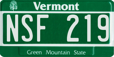 VT license plate NSF219