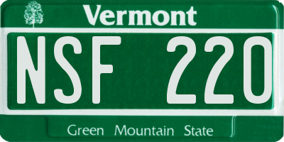 VT license plate NSF220