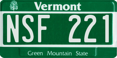 VT license plate NSF221