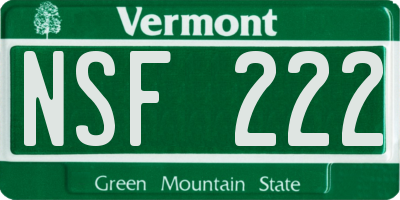 VT license plate NSF222