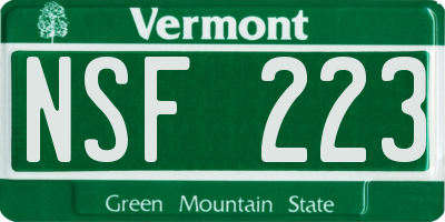 VT license plate NSF223