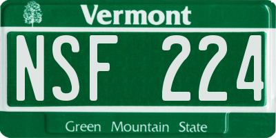 VT license plate NSF224