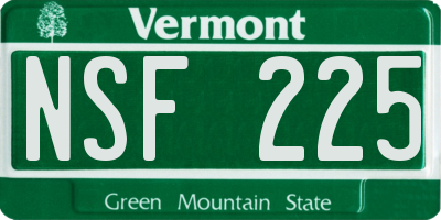 VT license plate NSF225