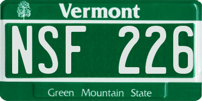VT license plate NSF226